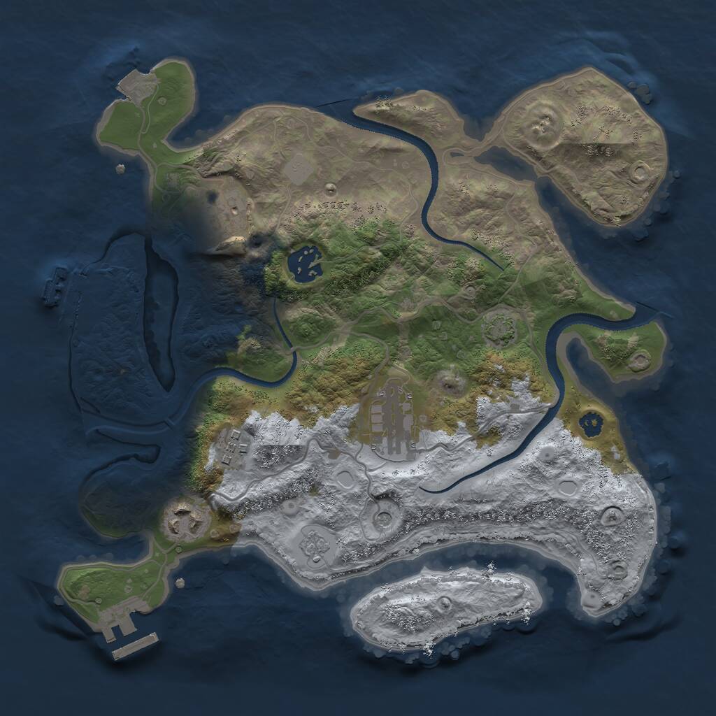 Rust Map: Procedural Map, Size: 3000, Seed: 1125234057, 11 Monuments
