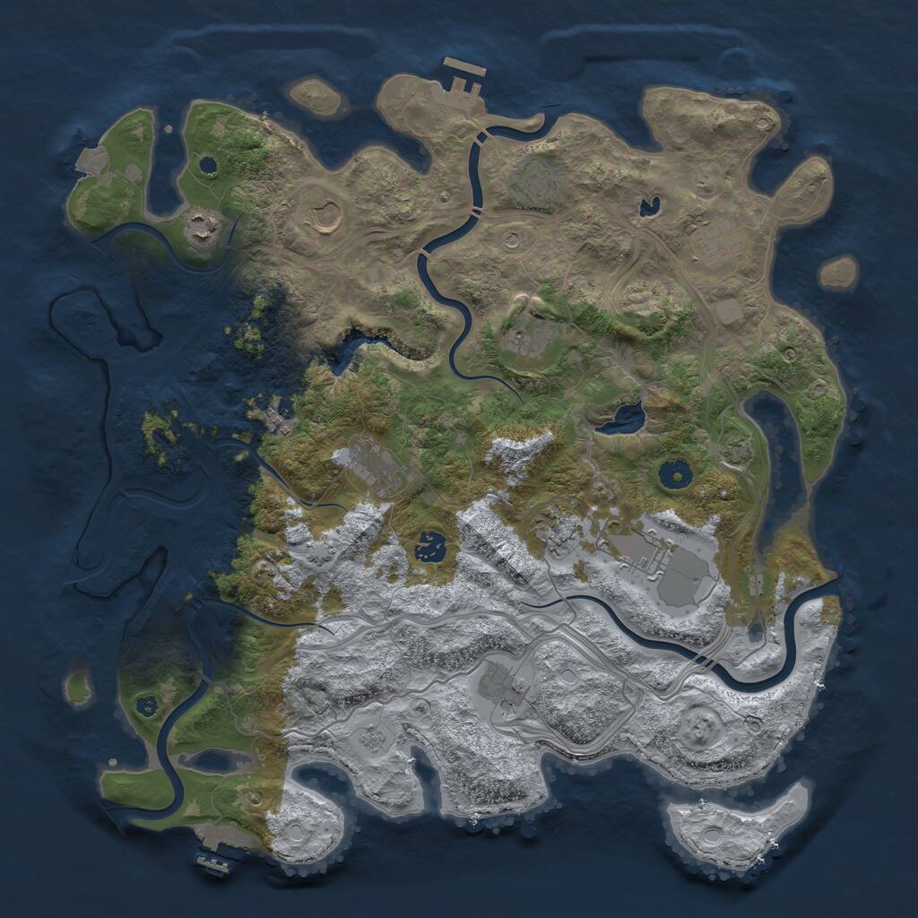 Rust Map: Procedural Map, Size: 4300, Seed: 1139354076, 17 Monuments