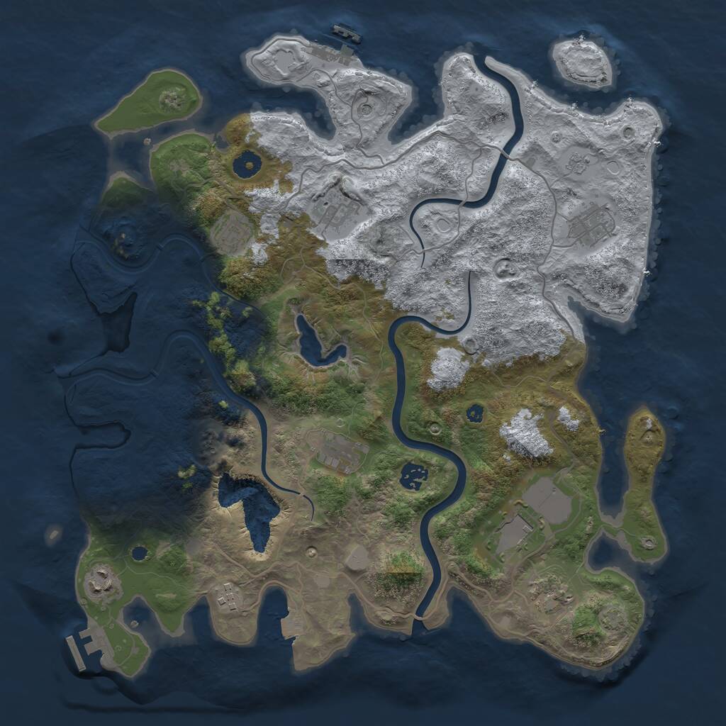 Rust Map: Procedural Map, Size: 4000, Seed: 353411, 15 Monuments