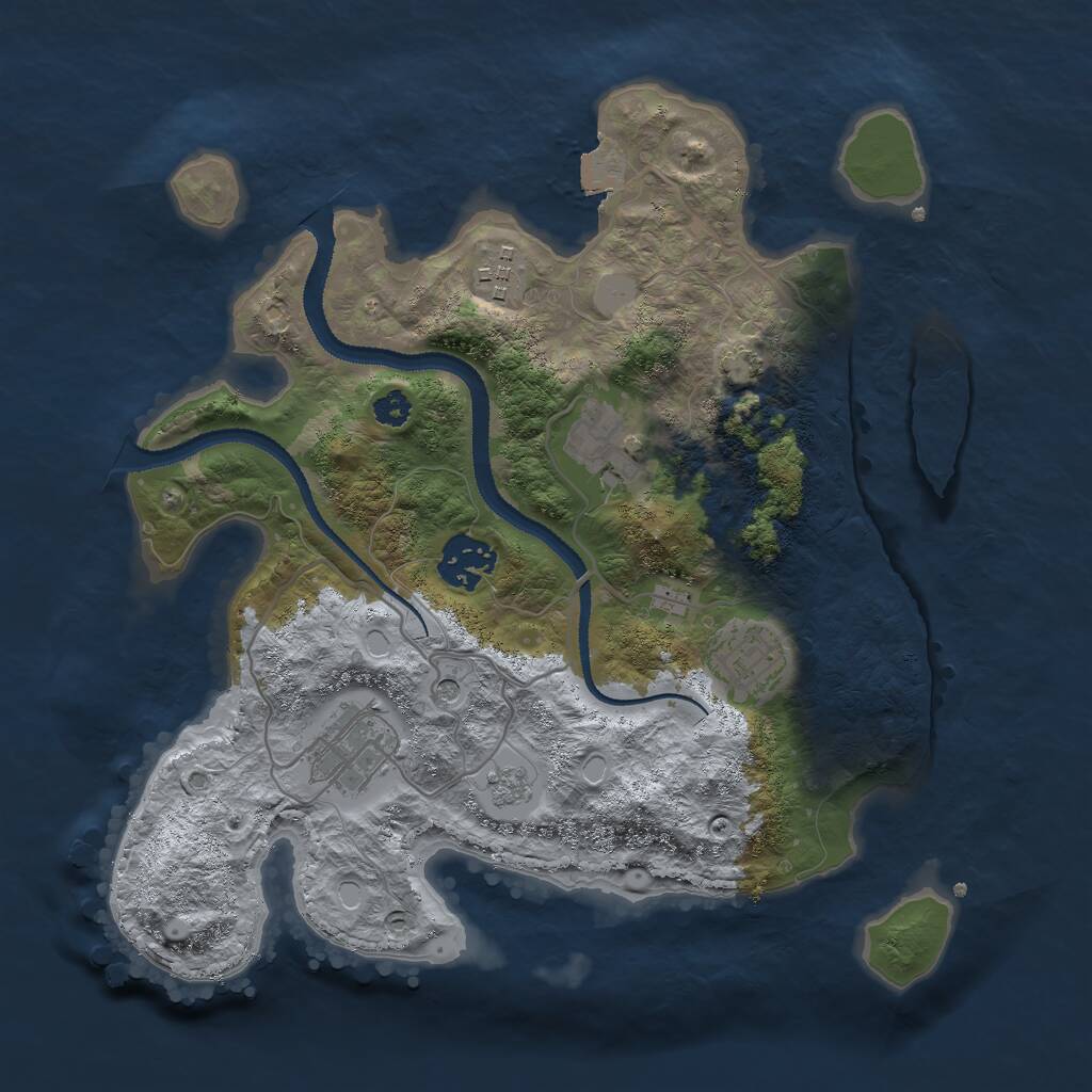 Rust Map: Procedural Map, Size: 3000, Seed: 2034314187, 9 Monuments