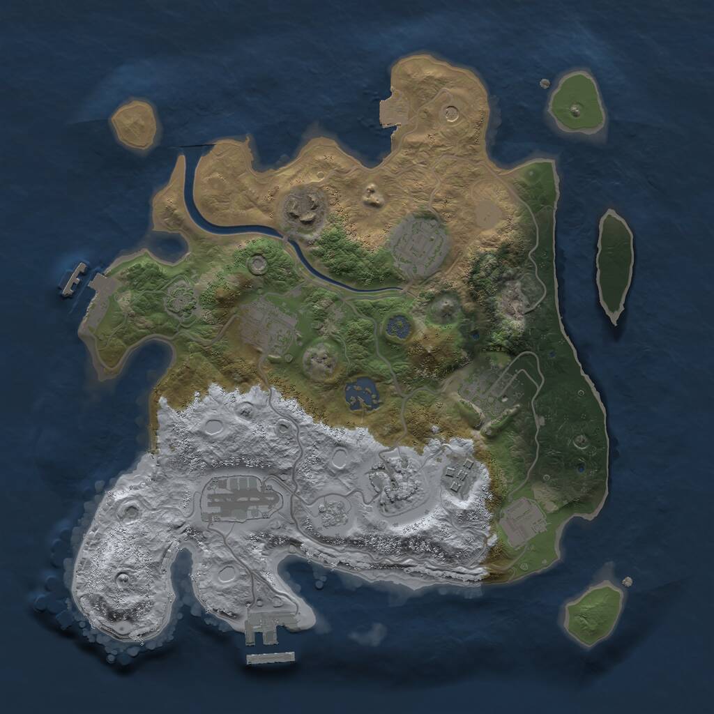 Rust Map: Procedural Map, Size: 3000, Seed: 2034314187, 16 Monuments