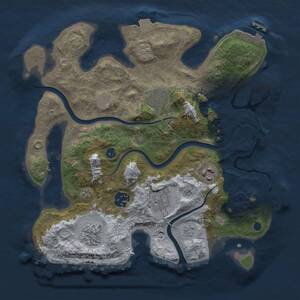 Thumbnail Rust Map: Procedural Map, Size: 3000, Seed: 2887, 12 Monuments