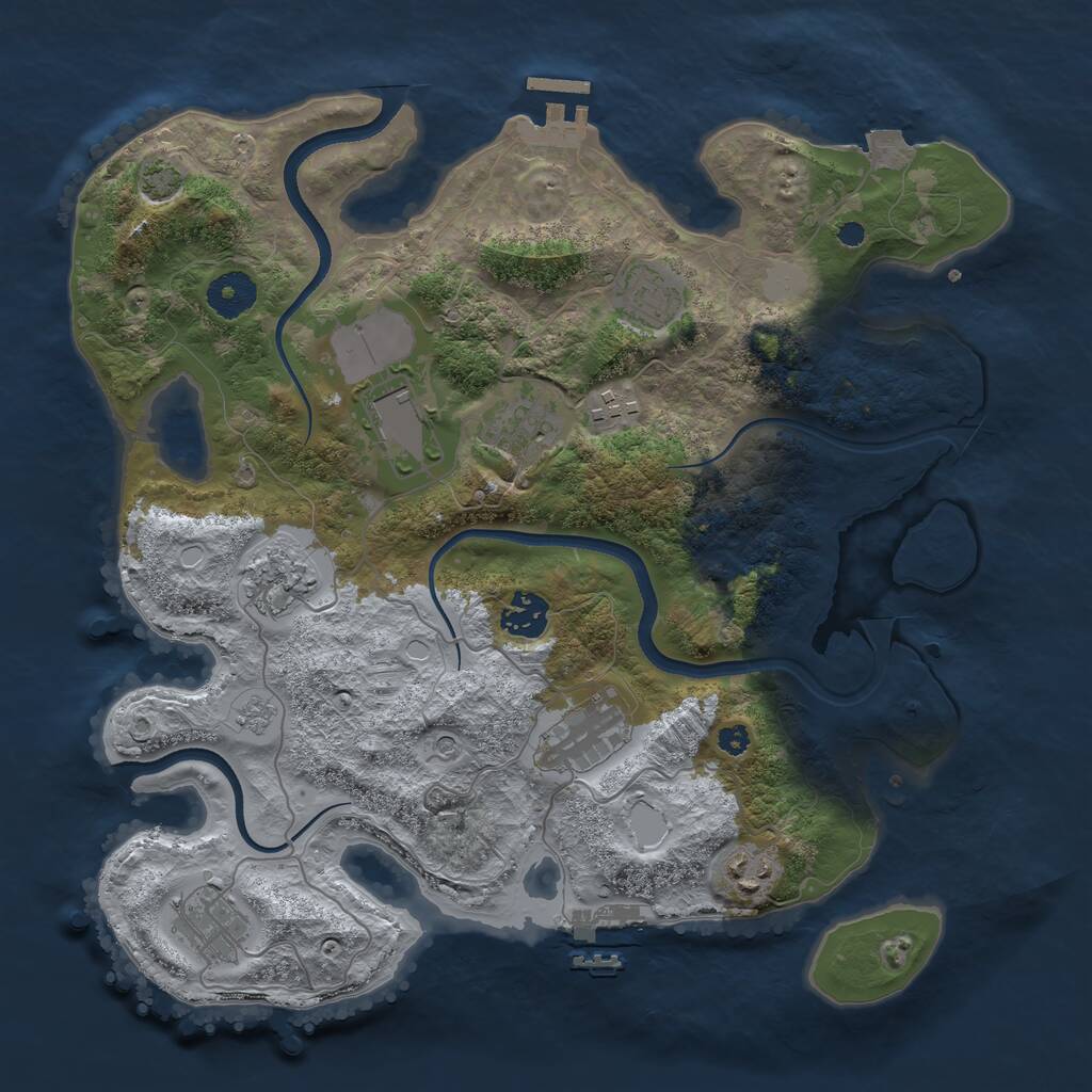 Rust Map: Procedural Map, Size: 3500, Seed: 1125861860, 15 Monuments