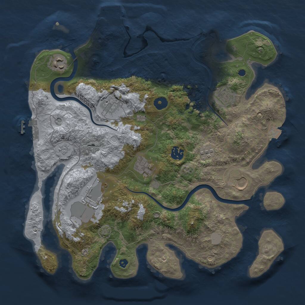 Rust Map: Procedural Map, Size: 3500, Seed: 691817292, 14 Monuments
