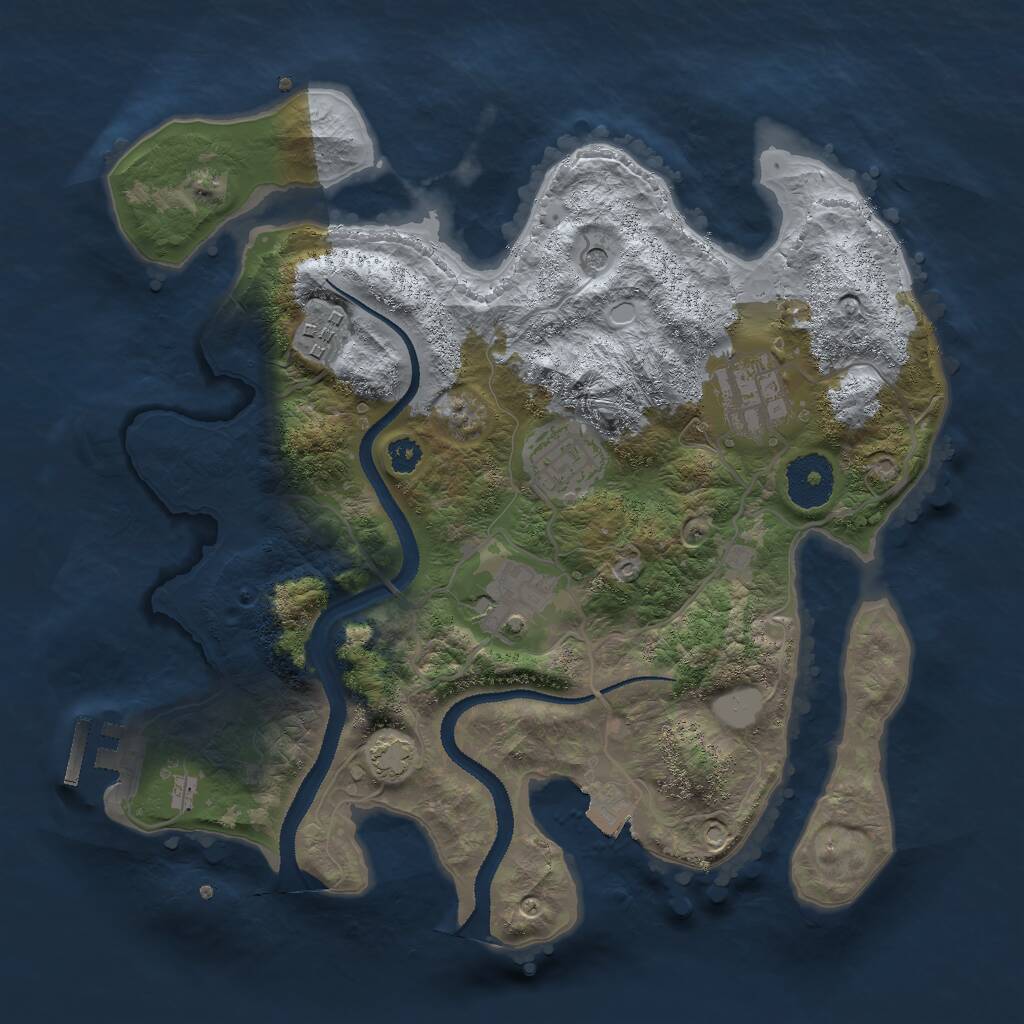 Rust Map: Procedural Map, Size: 3000, Seed: 3996, 8 Monuments