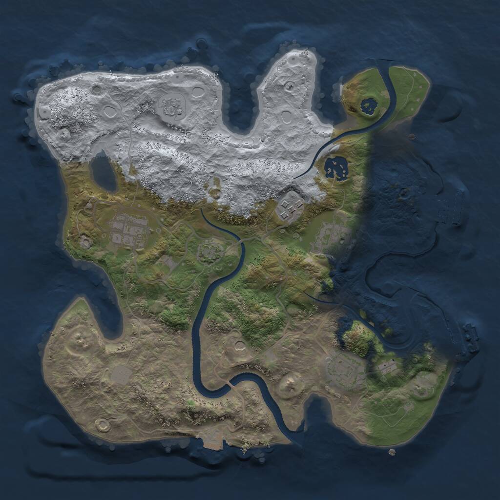 Rust Map: Procedural Map, Size: 3000, Seed: 1038472, 11 Monuments