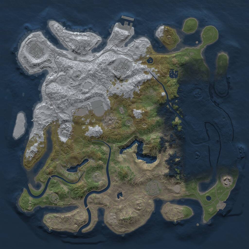Rust Map: Procedural Map, Size: 4000, Seed: 1791239956, 14 Monuments