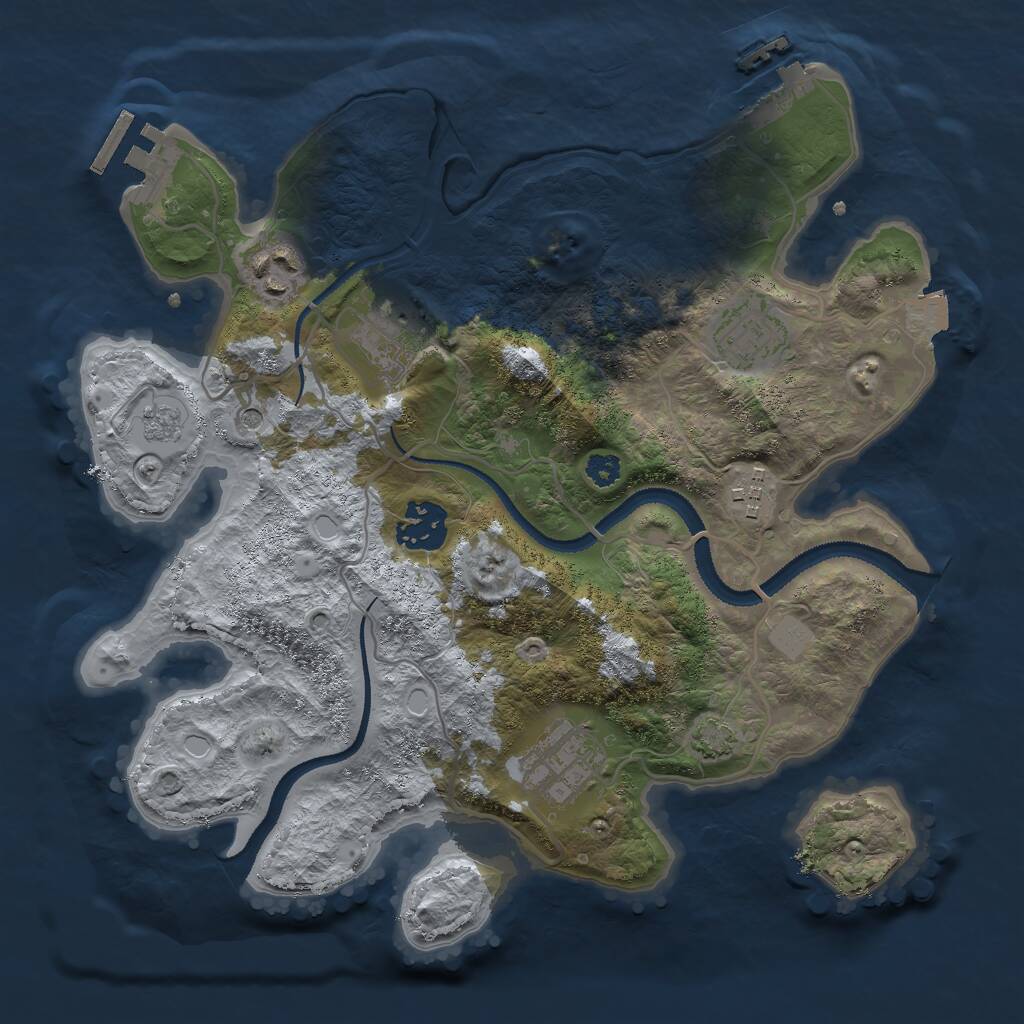 Rust Map: Procedural Map, Size: 3000, Seed: 133007645, 12 Monuments