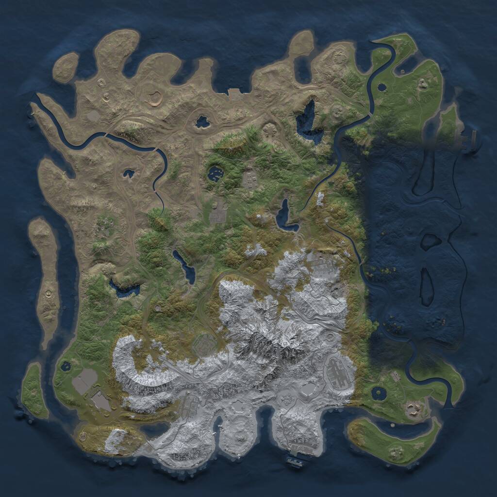 Rust Map: Procedural Map, Size: 5000, Seed: 754015235, 17 Monuments