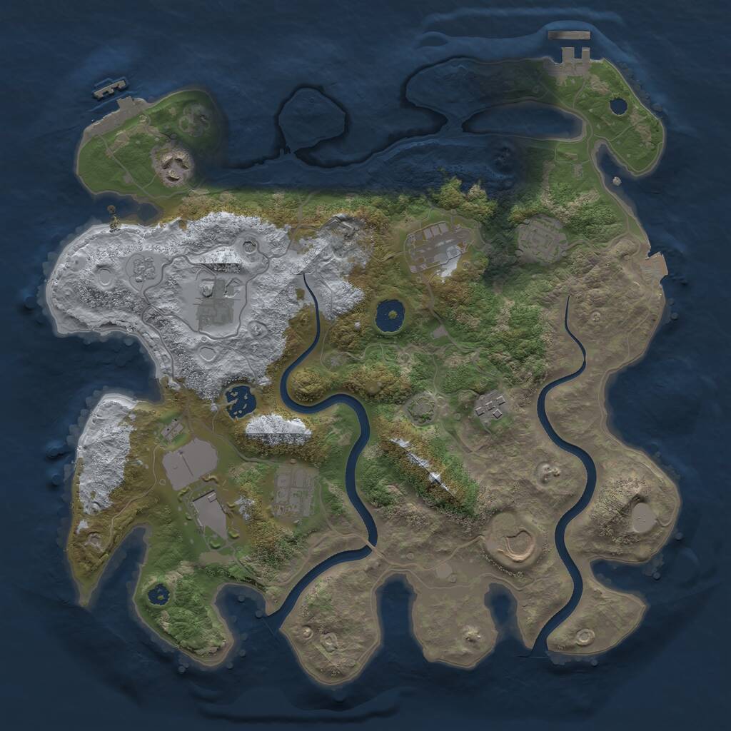 Rust Map: Procedural Map, Size: 3500, Seed: 329466262, 15 Monuments