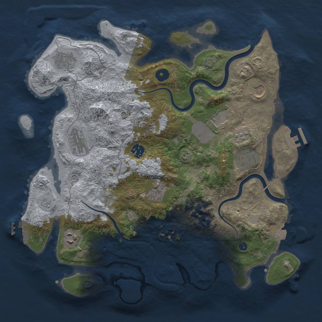 Rust Map: Procedural Map, Size: 3750, Seed: 1781352031, 16 Monuments