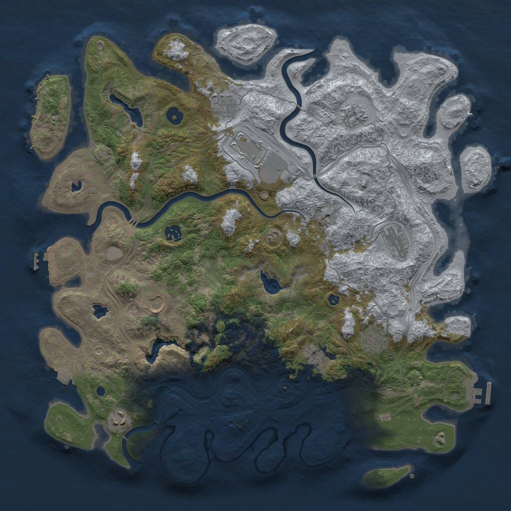 Rust Map: Procedural Map, Size: 4500, Seed: 69886450, 16 Monuments