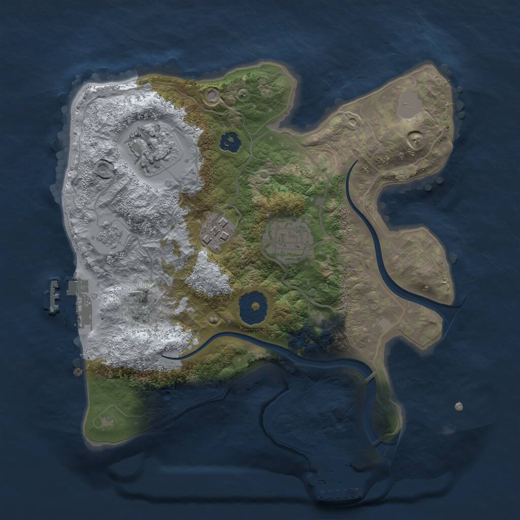Rust Map: Procedural Map, Size: 2500, Seed: 2342398, 7 Monuments