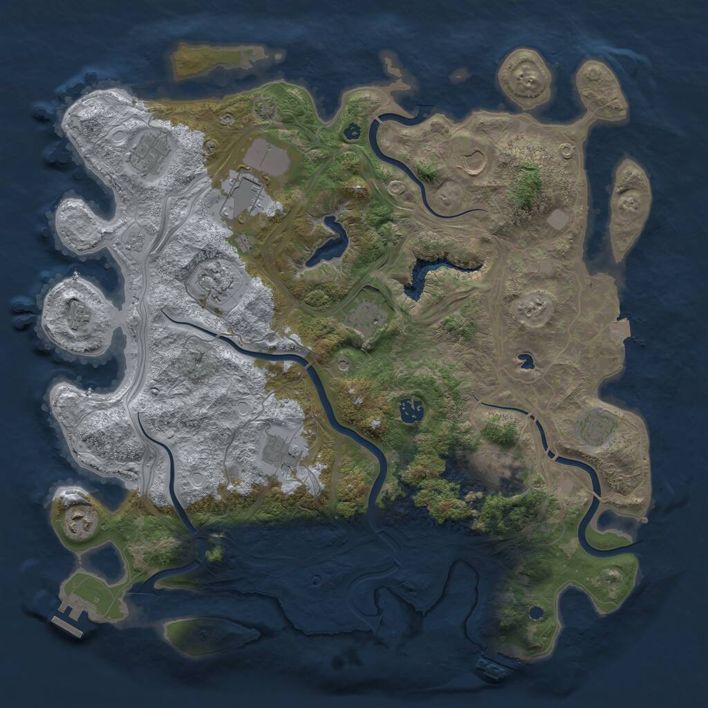 Rust Map: Procedural Map, Size: 4250, Seed: 145674401, 17 Monuments