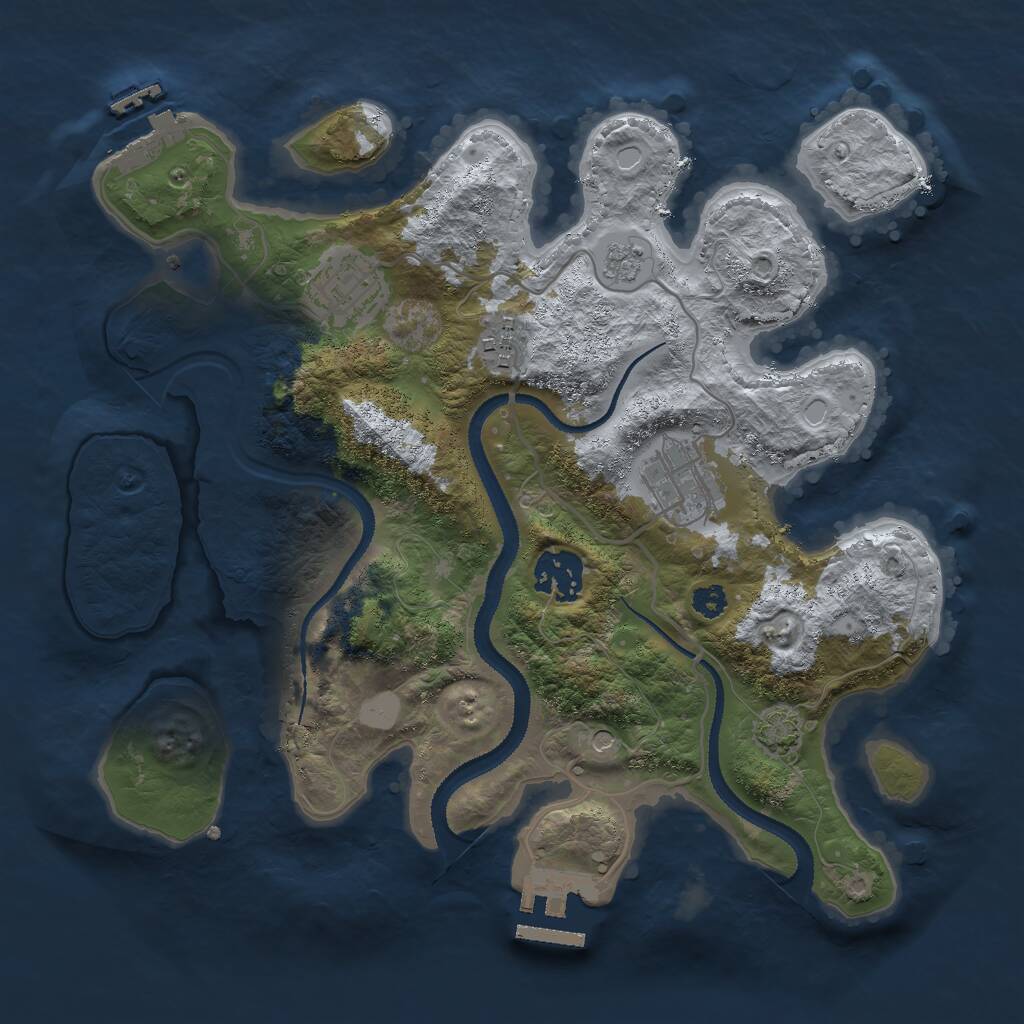 Rust Map: Procedural Map, Size: 3000, Seed: 111911, 10 Monuments