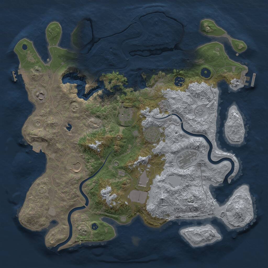 Rust Map: Procedural Map, Size: 4000, Seed: 234627, 14 Monuments
