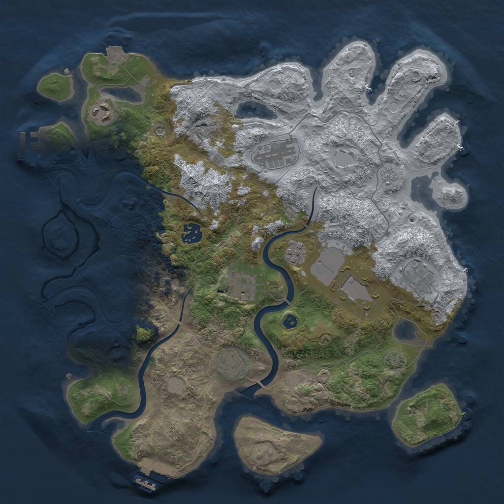 Rust Map: Procedural Map, Size: 3600, Seed: 1649240523, 14 Monuments