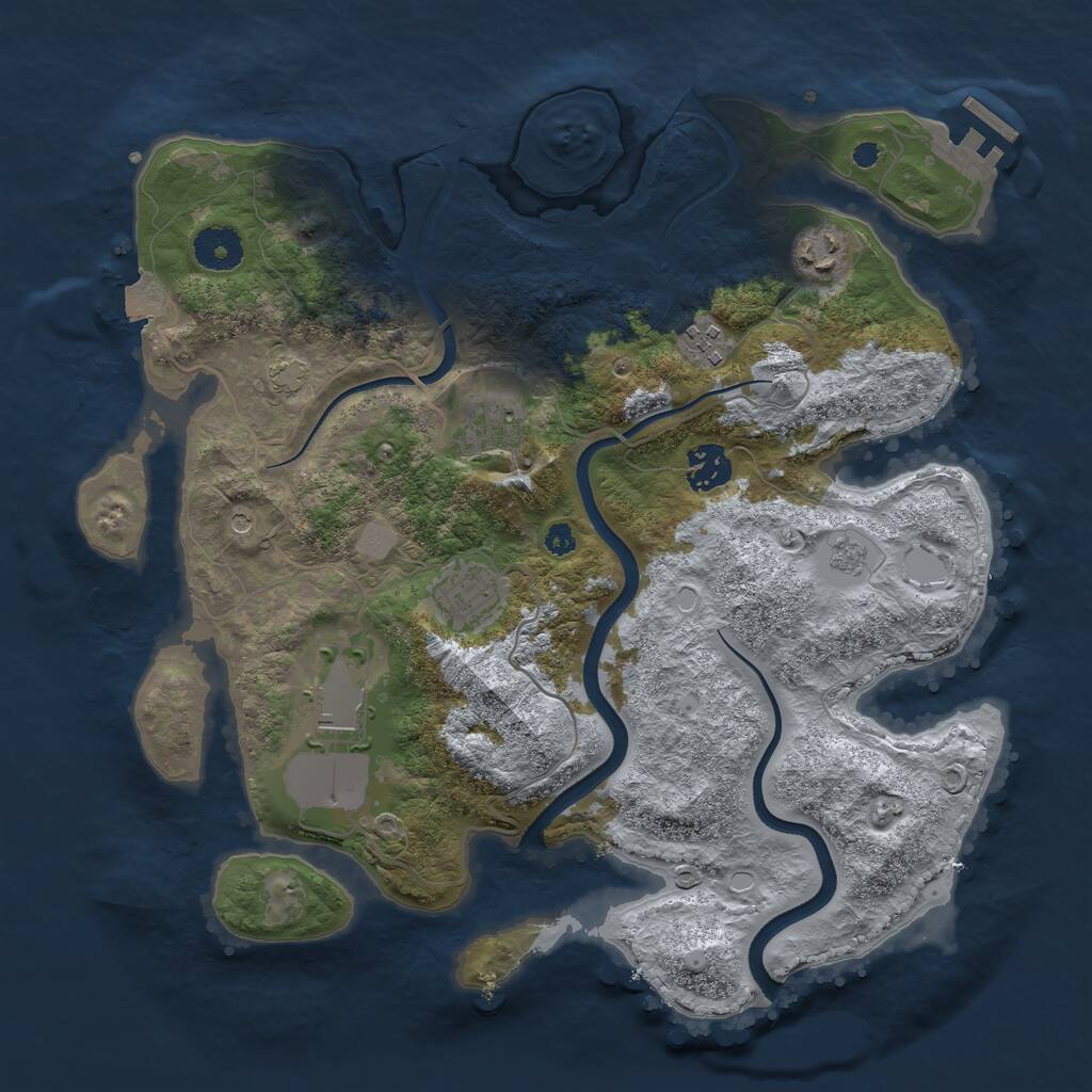 Rust Map: Procedural Map, Size: 3500, Seed: 383289572, 11 Monuments