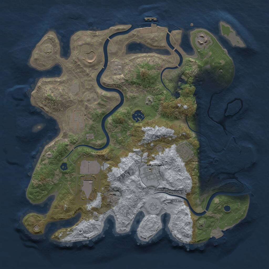 Rust Map: Procedural Map, Size: 3500, Seed: 193804252, 14 Monuments