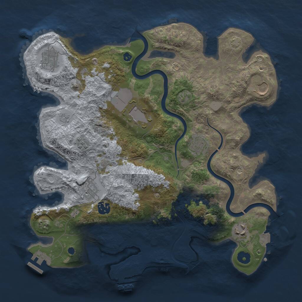 Rust Map: Procedural Map, Size: 3500, Seed: 17972813, 14 Monuments