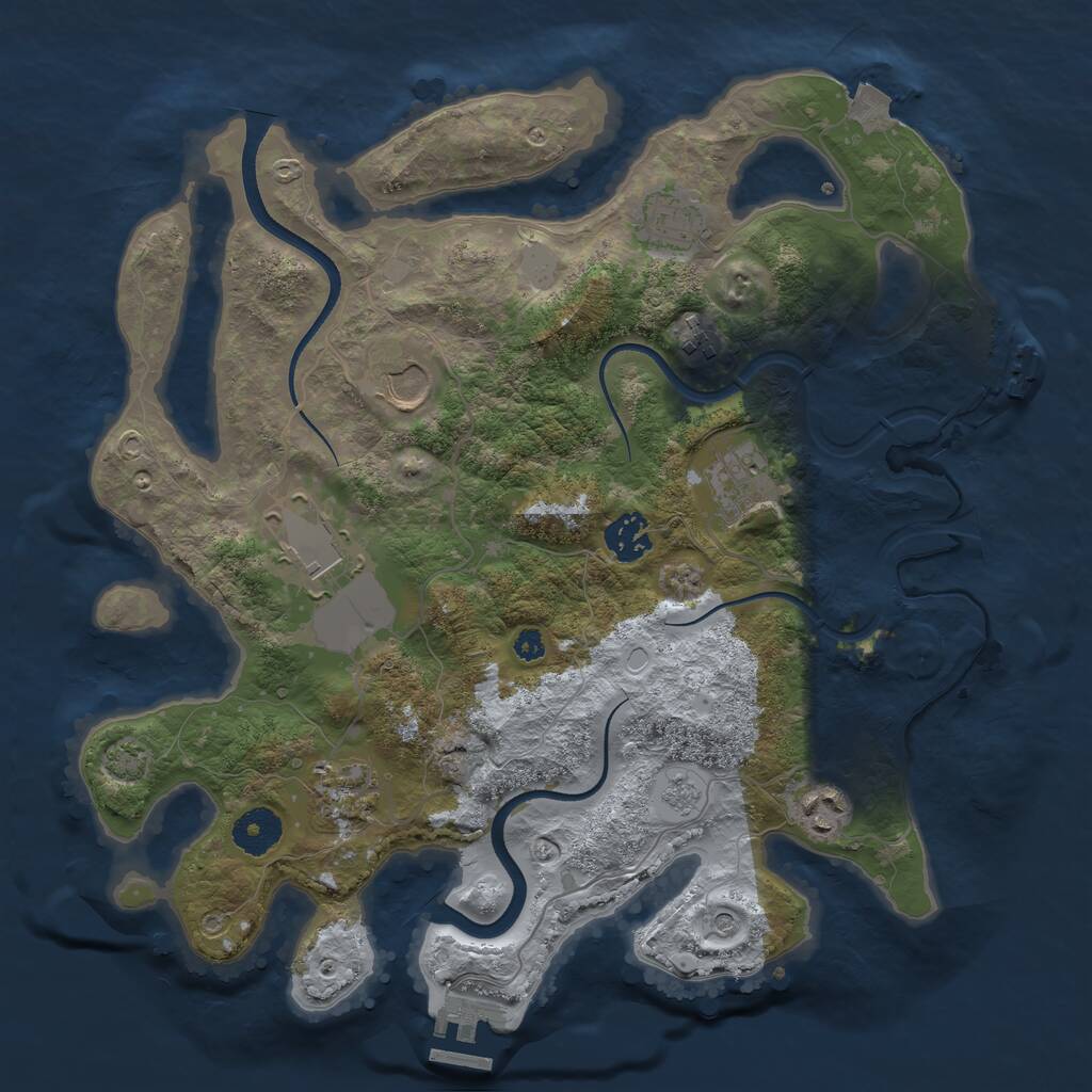 Rust Map: Procedural Map, Size: 3500, Seed: 131496742, 14 Monuments