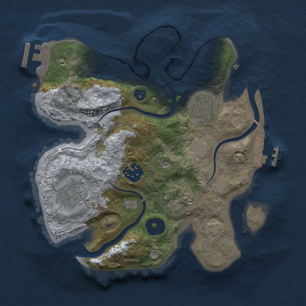 Rust Map: Procedural Map, Size: 2499, Seed: 622880168, 9 Monuments