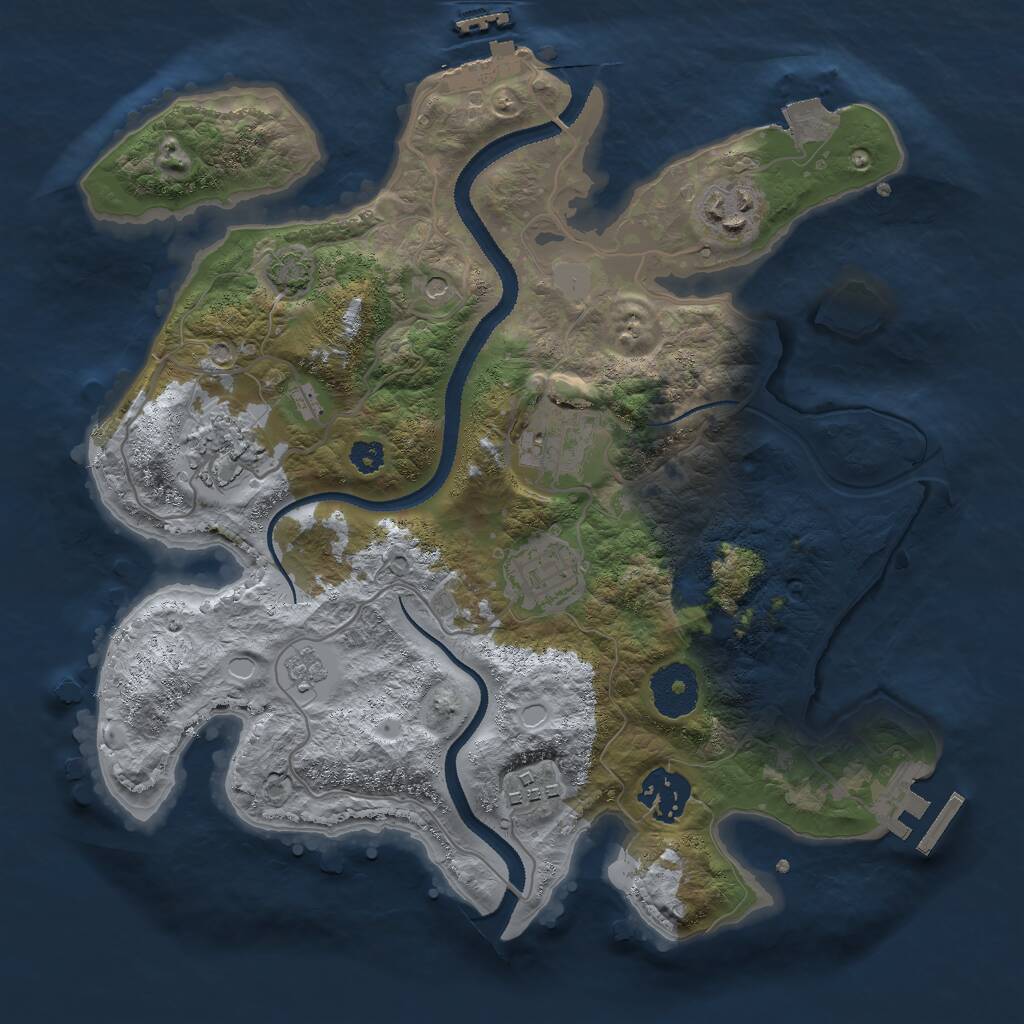 Rust Map: Procedural Map, Size: 3000, Seed: 45161, 12 Monuments