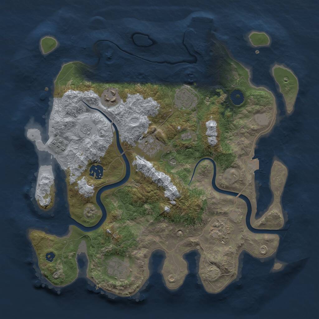 Rust Map: Procedural Map, Size: 3333, Seed: 364680, 12 Monuments