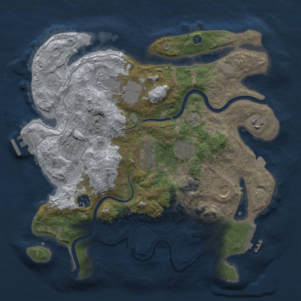 Rust Map: Procedural Map, Size: 3500, Seed: 172734, 14 Monuments