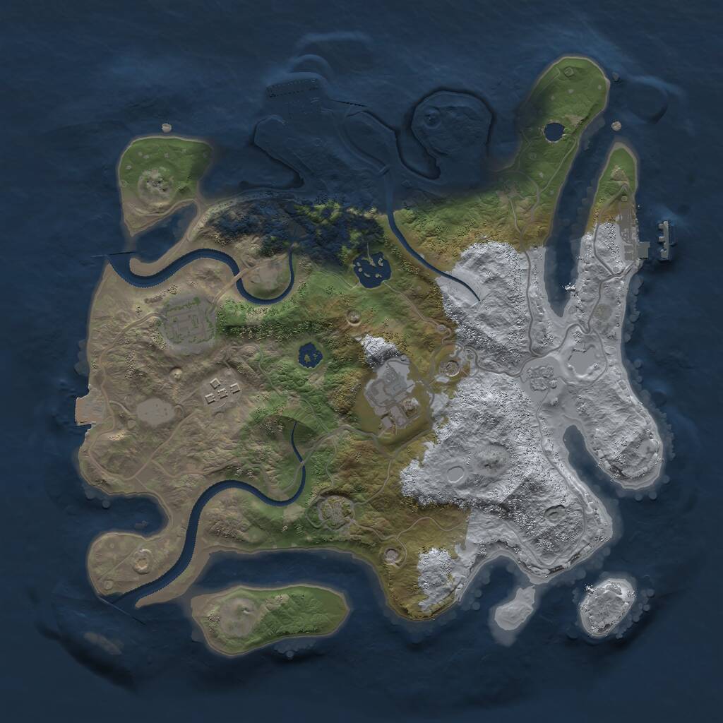 Rust Map: Procedural Map, Size: 3000, Seed: 91317, 10 Monuments