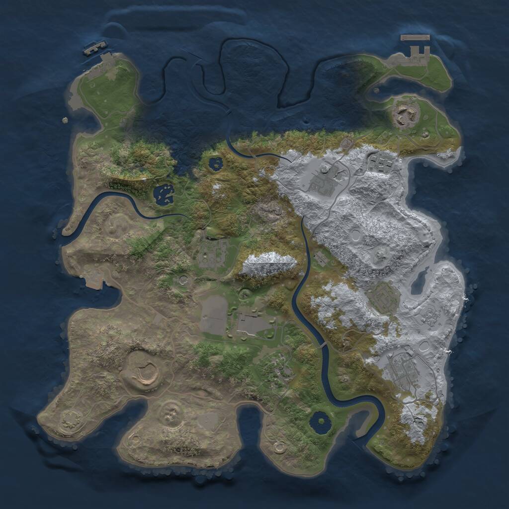 Rust Map: Procedural Map, Size: 3500, Seed: 2054877296, 16 Monuments