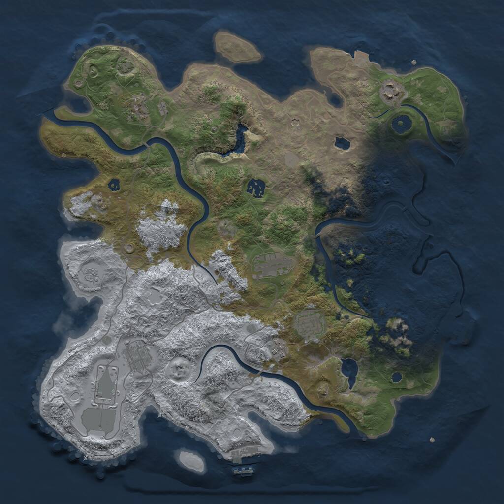 Rust Map: Procedural Map, Size: 4000, Seed: 8224754, 14 Monuments