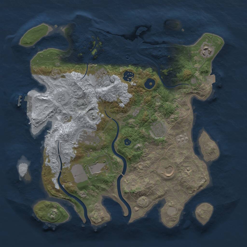 Rust Map: Procedural Map, Size: 3500, Seed: 2119227402, 14 Monuments