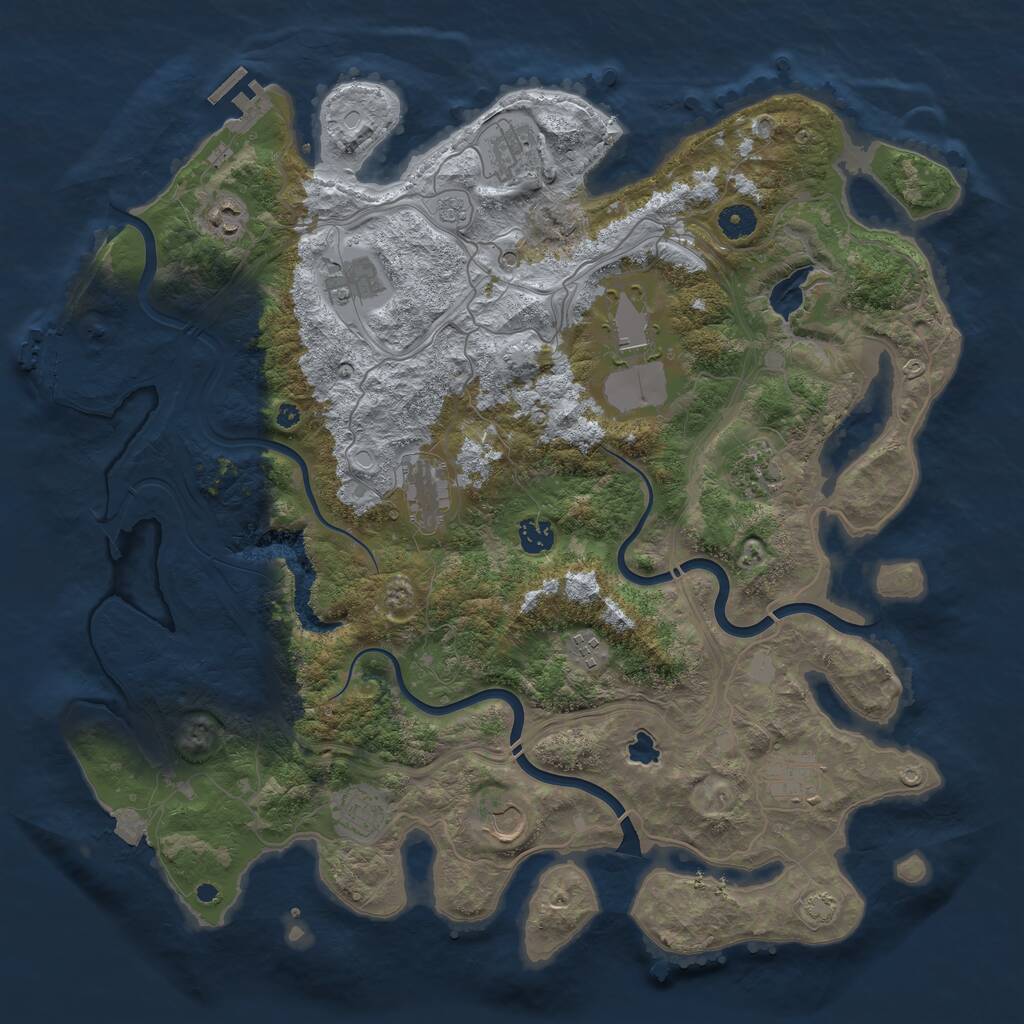 Rust Map: Procedural Map, Size: 4300, Seed: 1193606162, 17 Monuments