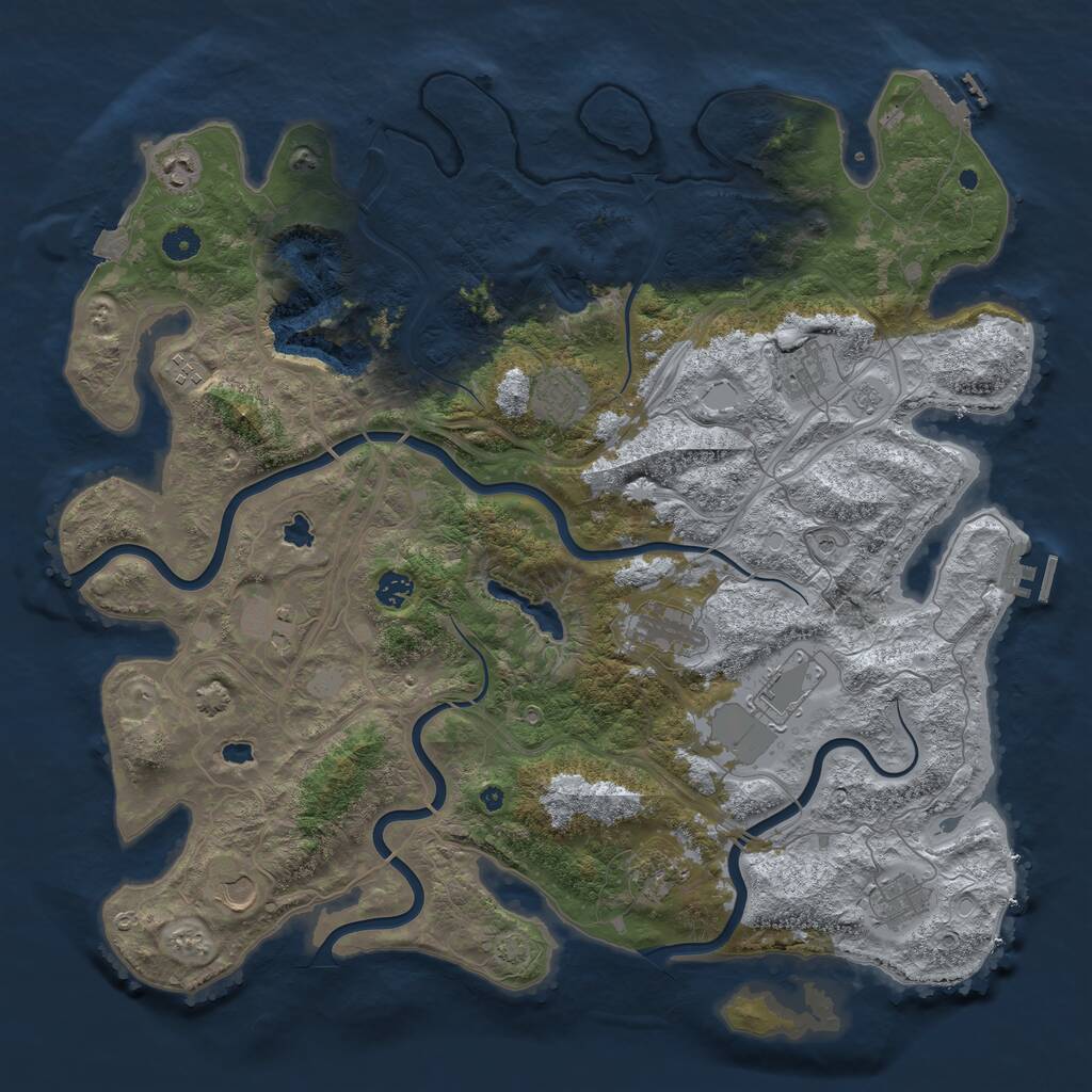 Rust Map: Procedural Map, Size: 4600, Seed: 1534334993, 17 Monuments