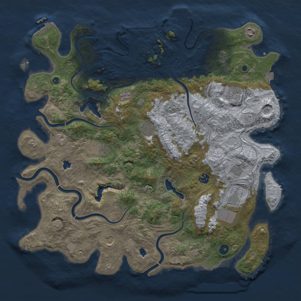 Rust Map: Procedural Map, Size: 4500, Seed: 1711372733, 16 Monuments