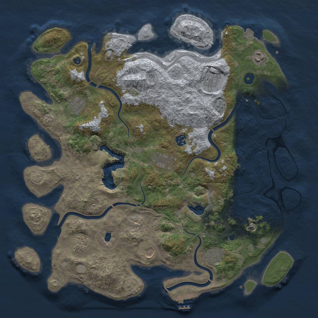 Rust Map: Procedural Map, Size: 4300, Seed: 595355838, 14 Monuments