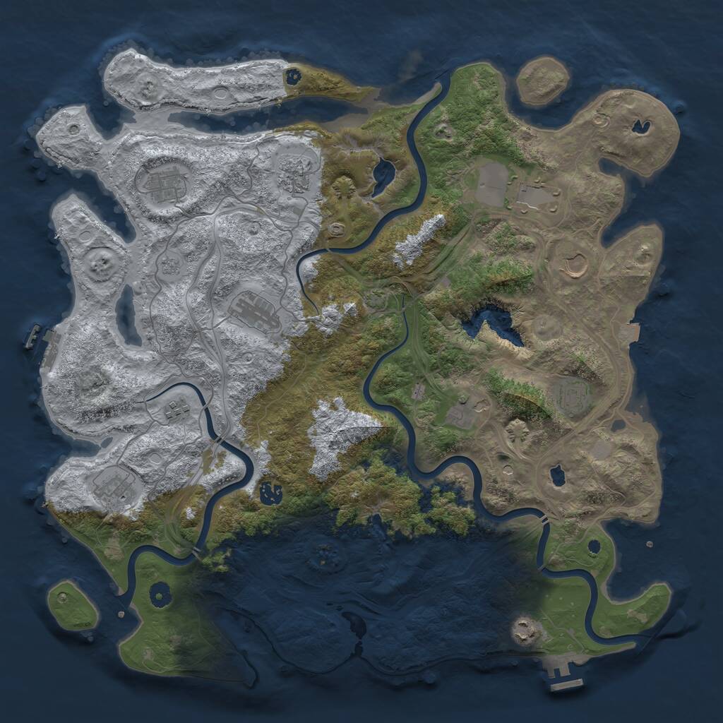 Rust Map: Procedural Map, Size: 4500, Seed: 596454299, 17 Monuments