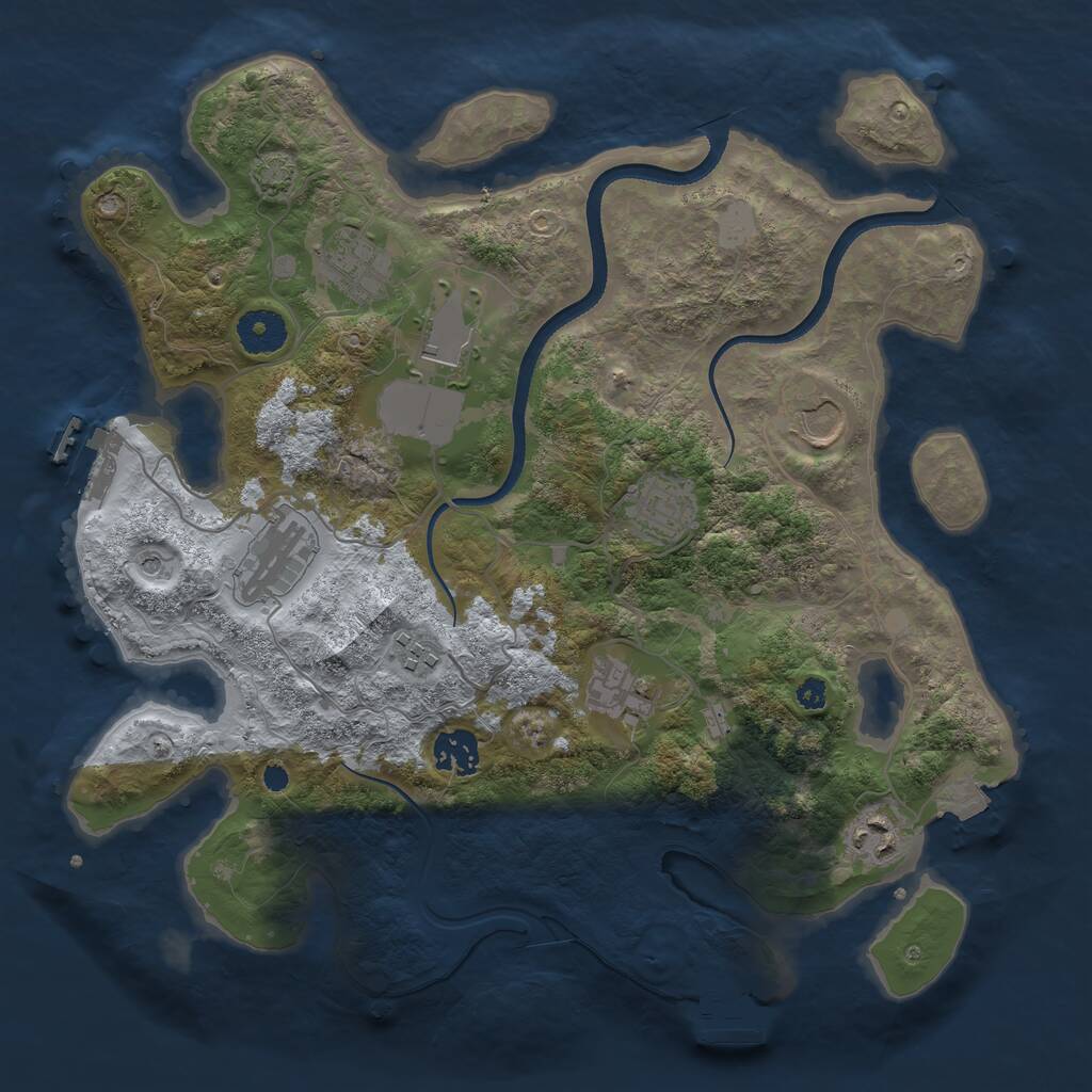 Rust Map: Procedural Map, Size: 3500, Seed: 851817504, 14 Monuments