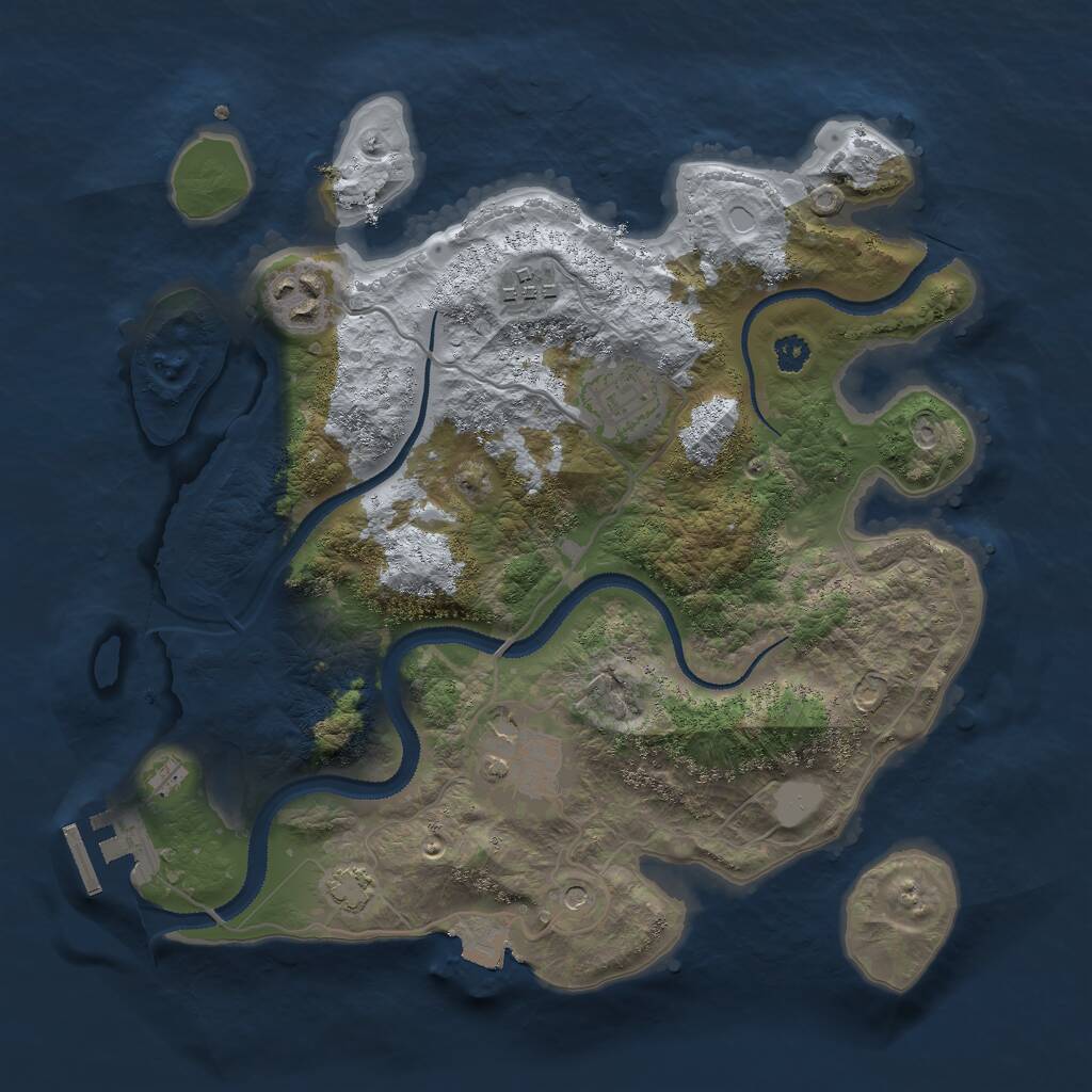 Rust Map: Procedural Map, Size: 3000, Seed: 21389, 8 Monuments