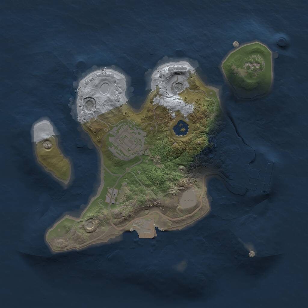 Rust Map: Procedural Map, Size: 2000, Seed: 37835, 4 Monuments