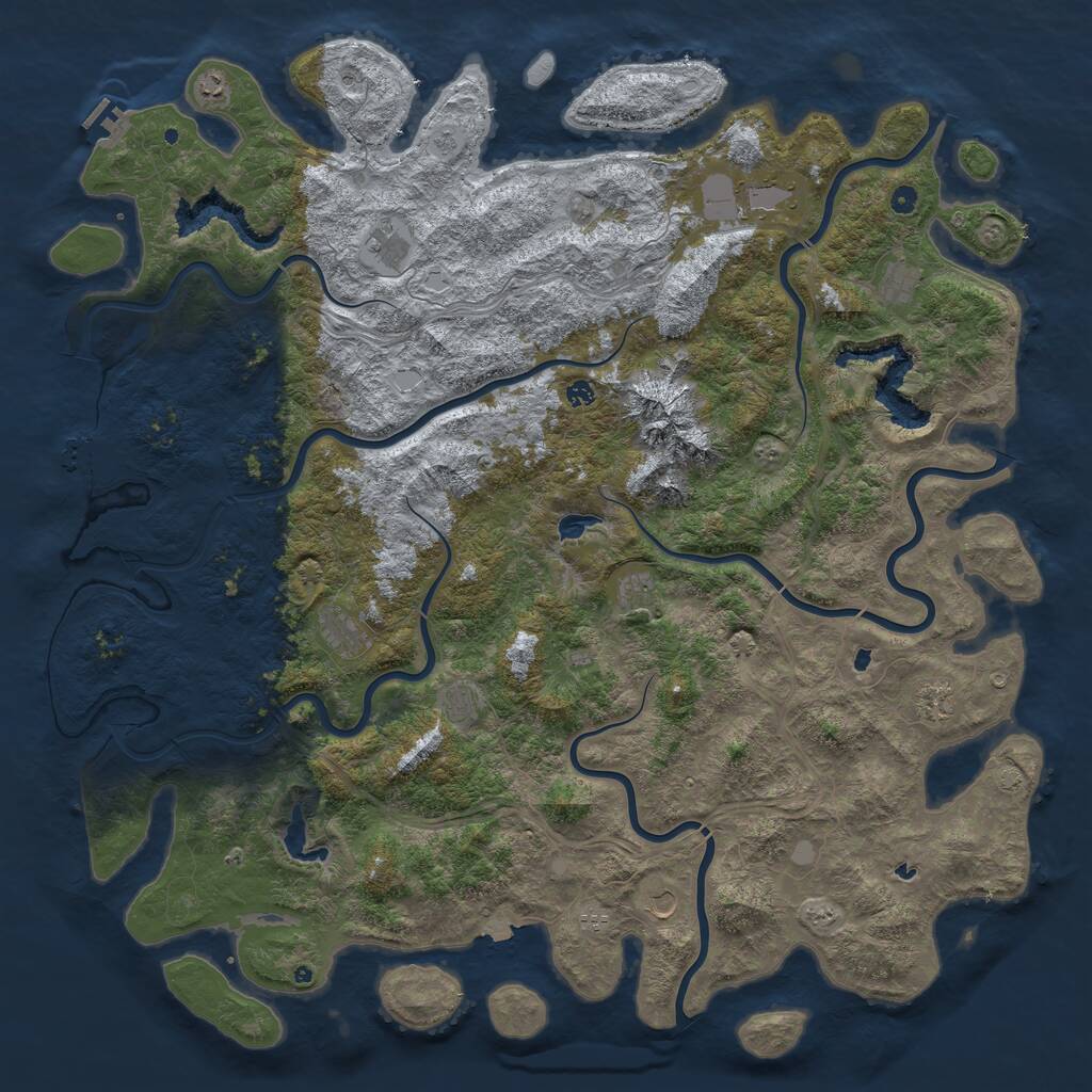 Rust Map: Procedural Map, Size: 6000, Seed: 48198269, 17 Monuments