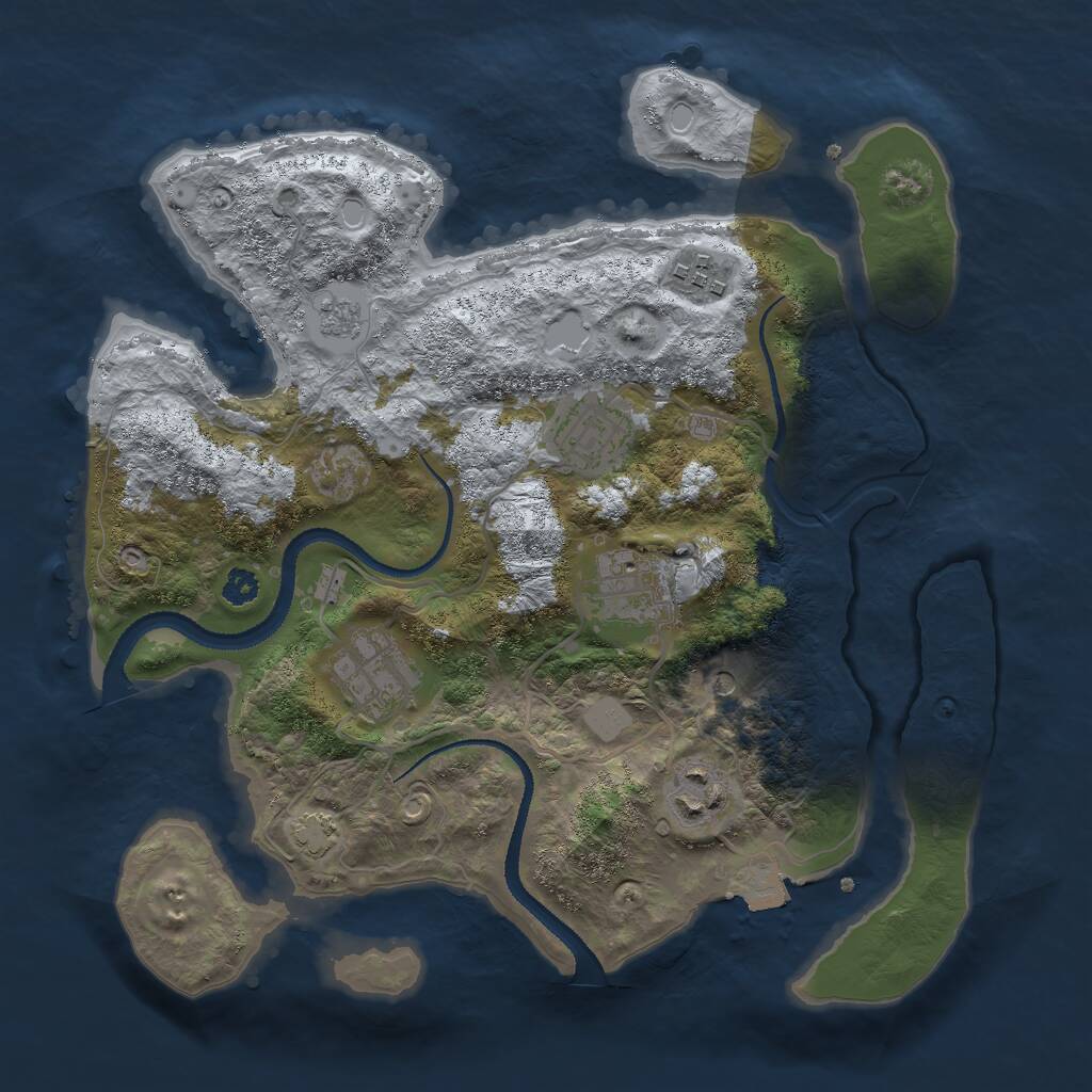 Rust Map: Procedural Map, Size: 3000, Seed: 32143, 9 Monuments