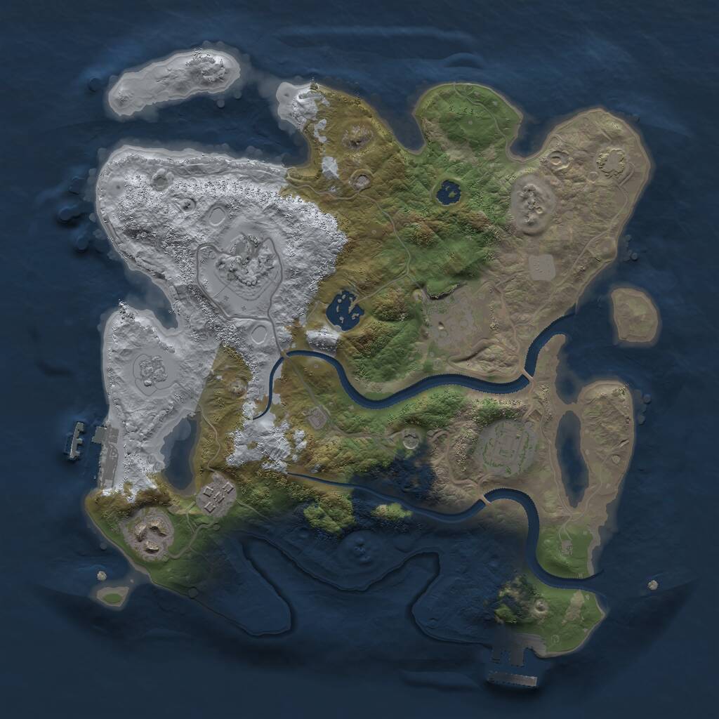 Rust Map: Procedural Map, Size: 3000, Seed: 34632, 12 Monuments