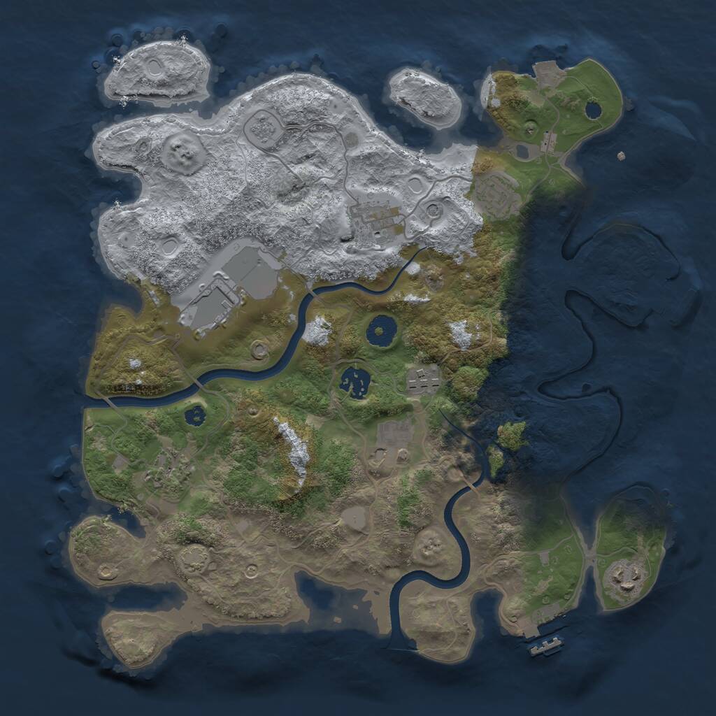 Rust Map: Procedural Map, Size: 3500, Seed: 33509806, 14 Monuments