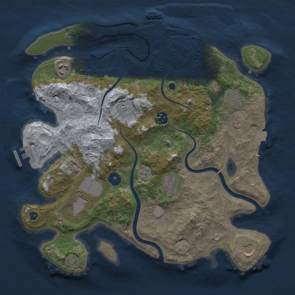 Rust Map: Procedural Map, Size: 3500, Seed: 1126973290, 14 Monuments