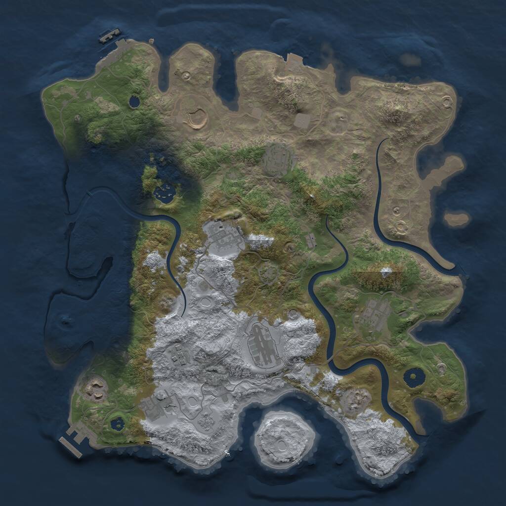 Rust Map: Procedural Map, Size: 3700, Seed: 1854097651, 15 Monuments