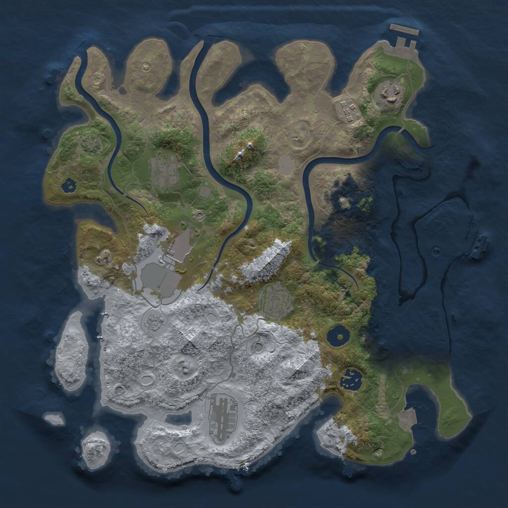 Rust Map: Procedural Map, Size: 3500, Seed: 31618033, 13 Monuments