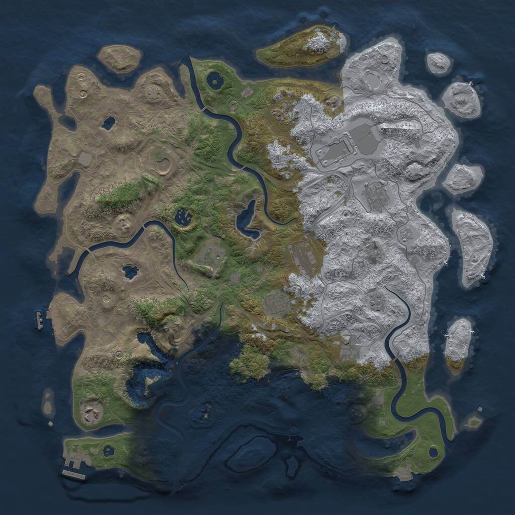 Rust Map: Procedural Map, Size: 4500, Seed: 33206571, 17 Monuments
