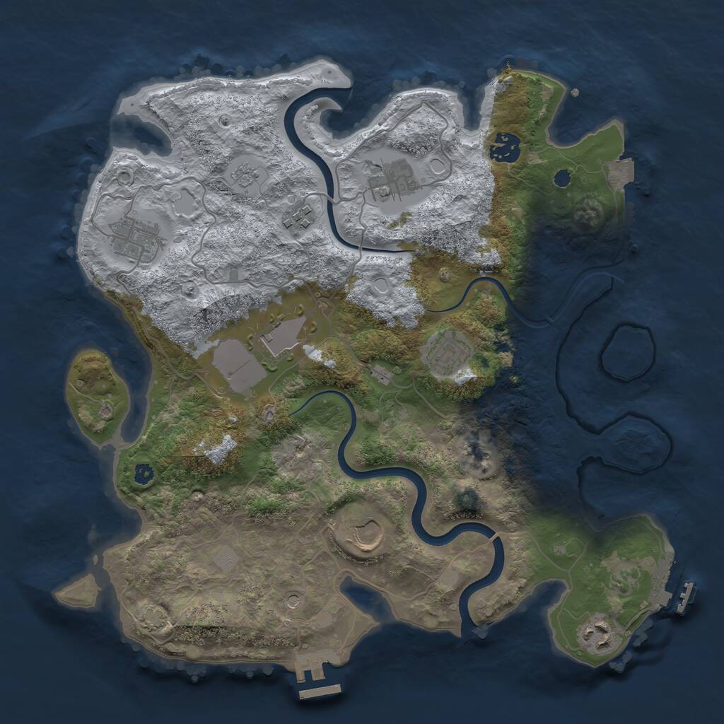 Rust Map: Procedural Map, Size: 3500, Seed: 1911169030, 14 Monuments